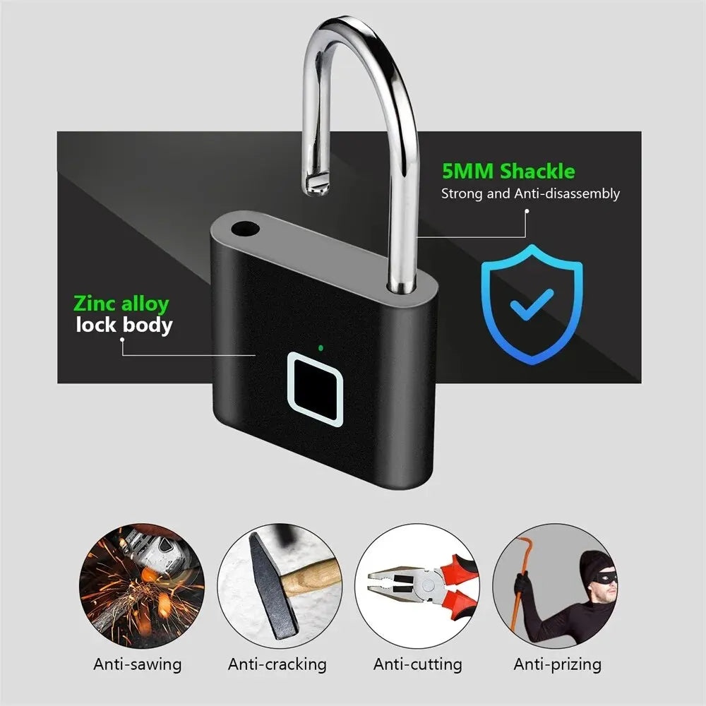 USB Charging Fingerprint Lock Smart Padlock