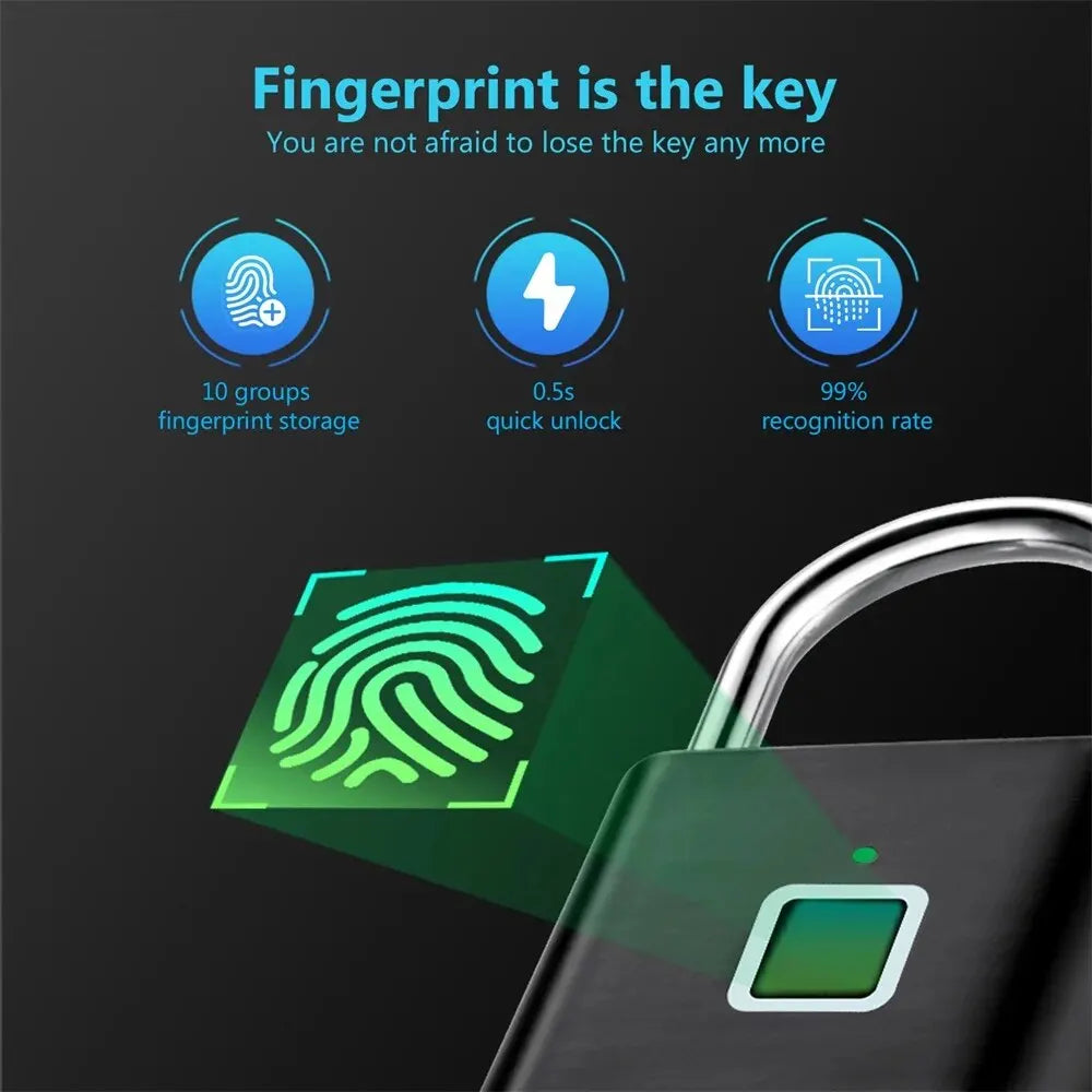 USB Charging Fingerprint Lock Smart Padlock