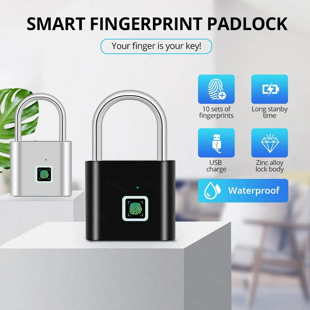 USB Charging Fingerprint Lock Smart Padlock